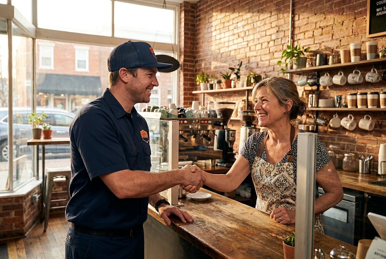 Parker Phillips, owner of KitchenGuard, in a commercial kitchen