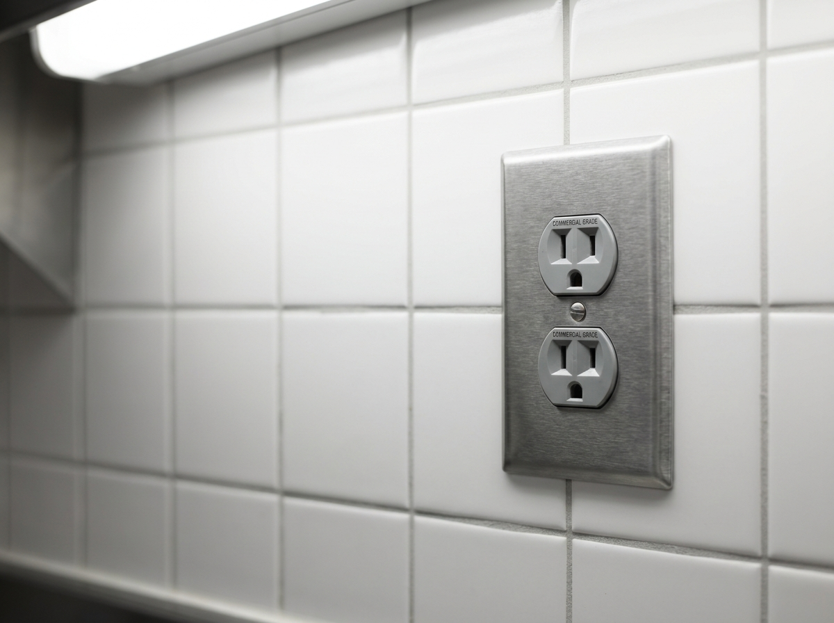 Commercial kitchen electrical outlet and wiring
