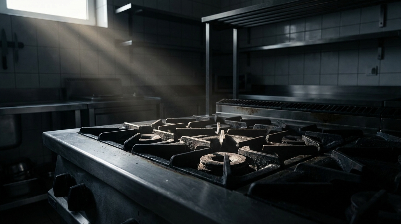 Gas burners on a commercial range
