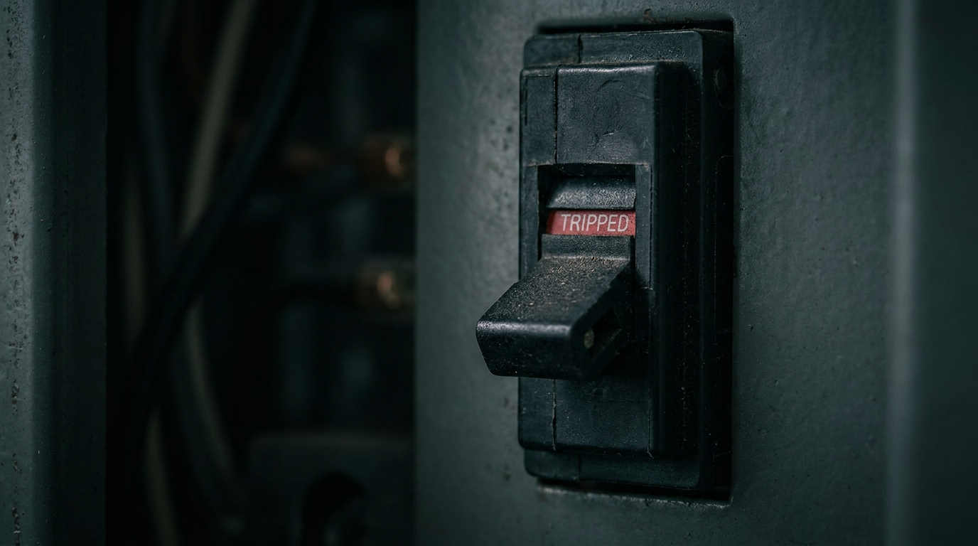 Electrical breaker panel in a commercial kitchen